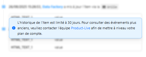 item history warning