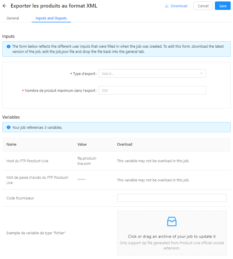 Les inputs et outputs
